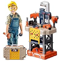 Kids Tool Bench for Toddlers，Kids Tool Set with Realistic Tools and Electric Dril，Build Your Own Toy Tool Box-74 Realistic Toy Tools and Accessories