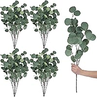 20 Pcs artificial eucalyptus stems fake eucalyptus faux greenery Leaves 23.6 Inches Silver Dollar Eucalyptus Fake Plant Decor Silk Eucalyptus Branches Artificial Greenery Plant for Wedding Decoration