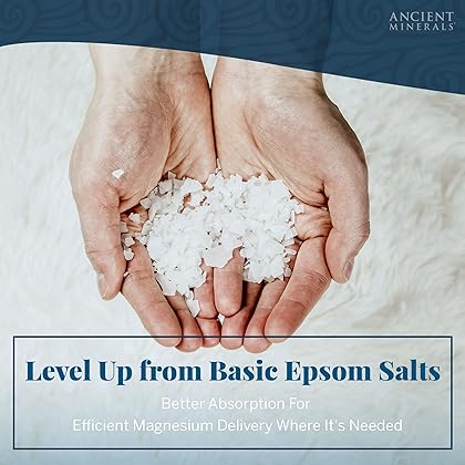 Ancient Minerals Magnesium Bath Flakes - Bathing Alternative to Epsom Salt - Soak in Natural Salts - High-Absorption Efficiency for Relaxation, Wellness & Muscle Relief - 8 lbs