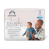 Amazon Brand - Mama Bear Plush Protection Diapers - Size 3, 40 Count, Hypoallergenic Premium Disposable Baby Diapers, White and Cloud Dreams