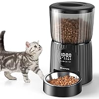 Automatic Cat Feeder, 4L Cat Food Dispenser Programmable Control 1-6 Meals, Auto Dog Feeder with Dual Power Supply, Timed Pet Feeder for Cats and Dogs with Dry Food Dispenser, Desiccant Bag