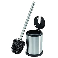 Bath Bliss Toilet Brush and Holder | Self Closing Lid | 360 Degree Brush Head | Bathroom Cleaning | Compact Size | Storage and Organization | Stainless Steel
