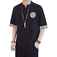 ZooBoo Unisex Cotton Linen Martial Arts Kung Fu T-Shirt - Casual Tang Suit Shirt