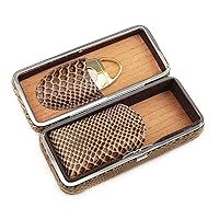 Cigar Humidor, Cigar Box, Can Hold 3 Cigars, Celined Leather with Cigar Scissors, Travel Portable Cigarette Box, Thick Men's Gift Box Suitcase Travel