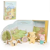 KIDS PREFERRED Disney Baby Winnie The Pooh My First Story Time Playset Cute Stuffed Animal Pooh Bear and Piglet Plush Storybook Set for Infants, Babies, Toddlers and Kids