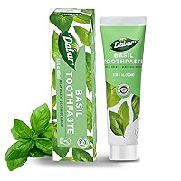 Dabur Herbal Toothpaste - Oral Care with All Natural, Fluoride-Free Formula & Healthy Toothpaste Bliss- Infused Brilliance for a Naturally Fresh Breath - Ignite Your Smile's Radiance Naturally - Basil