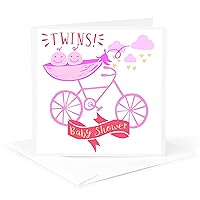 Greeting Card - Twins. Girls. Baby Shower. Announcement. Cute Picture. - Kids