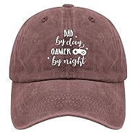 dad by Day Gamer by Night Hat Vintage Cotton Washed Baseball Caps Adjustable Low Profile Dad Hat