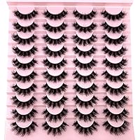 HBZGTLAD 20 Pairs 25 mm 3d Mink Lashes Bulk Faux with Custom Box Wispy Natural Mink Lashes Pack Short Wholesales Natural False Eyelashes (ja08)