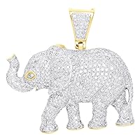 10K Yellow Gold Finish Diamond Elephant / Trunk Pendant 1.40