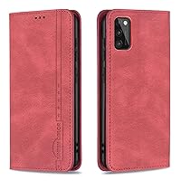 XYX Wallet Case for Samsung A41, [RFID Blocking] PU Leather Case Flip Folio Cover with Hidden Magnetic Closure for Galaxy A41, Red