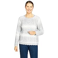 Alfred Dunner Women's Plus-Size Casual Ombre Lightweight Sweater Size 3X Grey