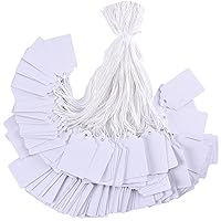 Price Tags with String Attached, 1000pcs White Marking Merchandise Strung Tags Writable Label Hang Tags for Pricing Gift Jewelry Clothing Yard Sale Garage Supplies 1.75 x 1.093 inch