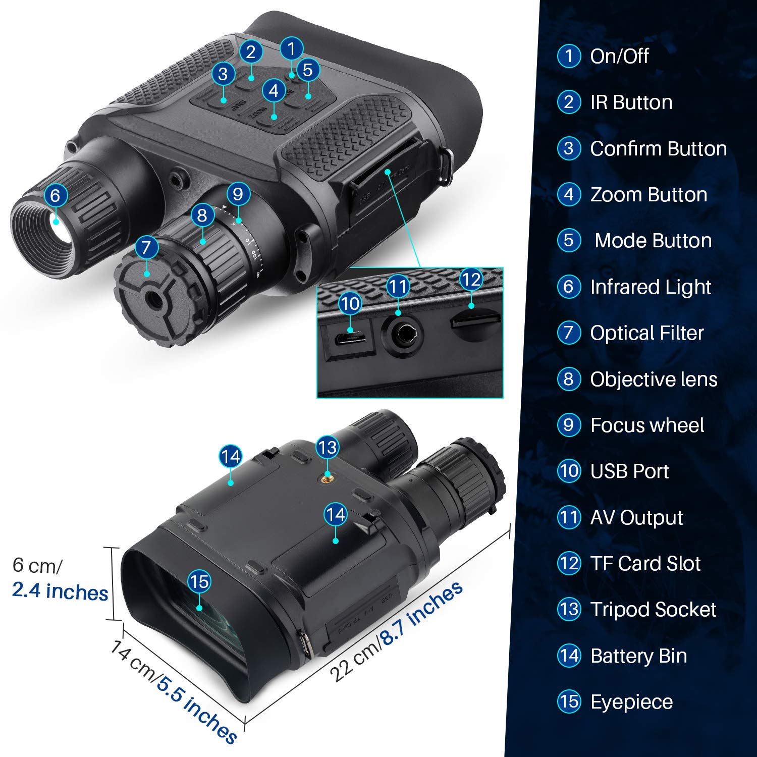 Digital Night Vision Binoculars for Complete Darkness with 7X Digital Zoom 32 GB Memory Card for Photo and Video Storage- Infrared Night Vision Goggles for Adults Night Hunting, Surveillance