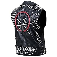 Mens Watchdogs Legion Cosplay Classic Party Wear Studded Genuine Lambskin Leather Tactical Wrench Vest