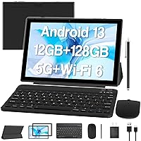 2023 Newest Android 13 Tablet 10 Inch, 12GB RAM+128GB ROM/1TB Expandable Tablet PC, 2 in 1 Tablets with Keyboard, Quad-Core 2.0GHz CPU HD Screen, Google Certified 5G WiFi 6 BT 5.0, 8MP Camera Tableta