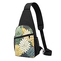 Sling Bag Crossbody for Women Fanny Pack Petals Garden Leaves Chest Bag Daypack for Hiking Travel Waist Bag
