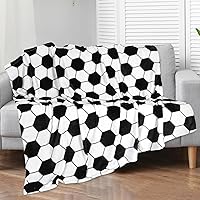 Soccer Blanket 50x60 Inches Soft Soccer Ball Throws White and Black Throw Blanket for Couch Decorations Soccer Team Player Blanket Sport Theme Throw for Sofa Chair Bed Gift for Boys Girls