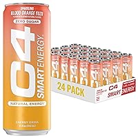 C4 Smart Energy Drink - Sugar Free Performance Fuel & Nootropic Brain Booster, Coffee Substitute or Alternative | Blood Orange Yuzu 12 Oz - 24 Pack
