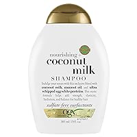 OGX Nourishing + Coconut Milk Moisturizing Shampoo, Hydrating & Restoring Shampoo Moisturizes for Soft Hair After the First Use, Paraben-Free, Sulfate-Free Surfactants, 13 fl. oz