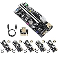 YUNKOZAND PCIE Riser 10 Solid Capacitors,GPU Riser for ETH/GPU Mining,with RGB Colorful LED Light & 60cm USB 3.0 Extension Cable 10 Capacitors-V009s Plus 6 Pack 