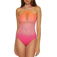 Trina Turk Women's Standard Sun Opal High Neck One Piece Swimsuit, Keyhole, Cut Out, Bathing Suits