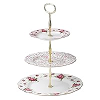 Royal Albert New Country Roses White Cake Stand Three-Tier, 11.5