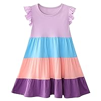 HOMAGIC2WE Toddler Girl Casual Dress Kids Short Sleeve Cotton Basic Dresses for Leggings