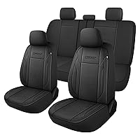 Premium Leather Car Seat Covers Full Set,Waterproof Split Bench Covers for Cars, Universal Car Interior Covers Seat Protectors for Sedans SUVs Pick-up Trucks(Black)
