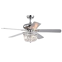 Warehouse of Tiffany Galileo 52-Inch 5-Blade Chrome Lighted Ceiling Fans with Crystal Bowl Shade, Large, Gray