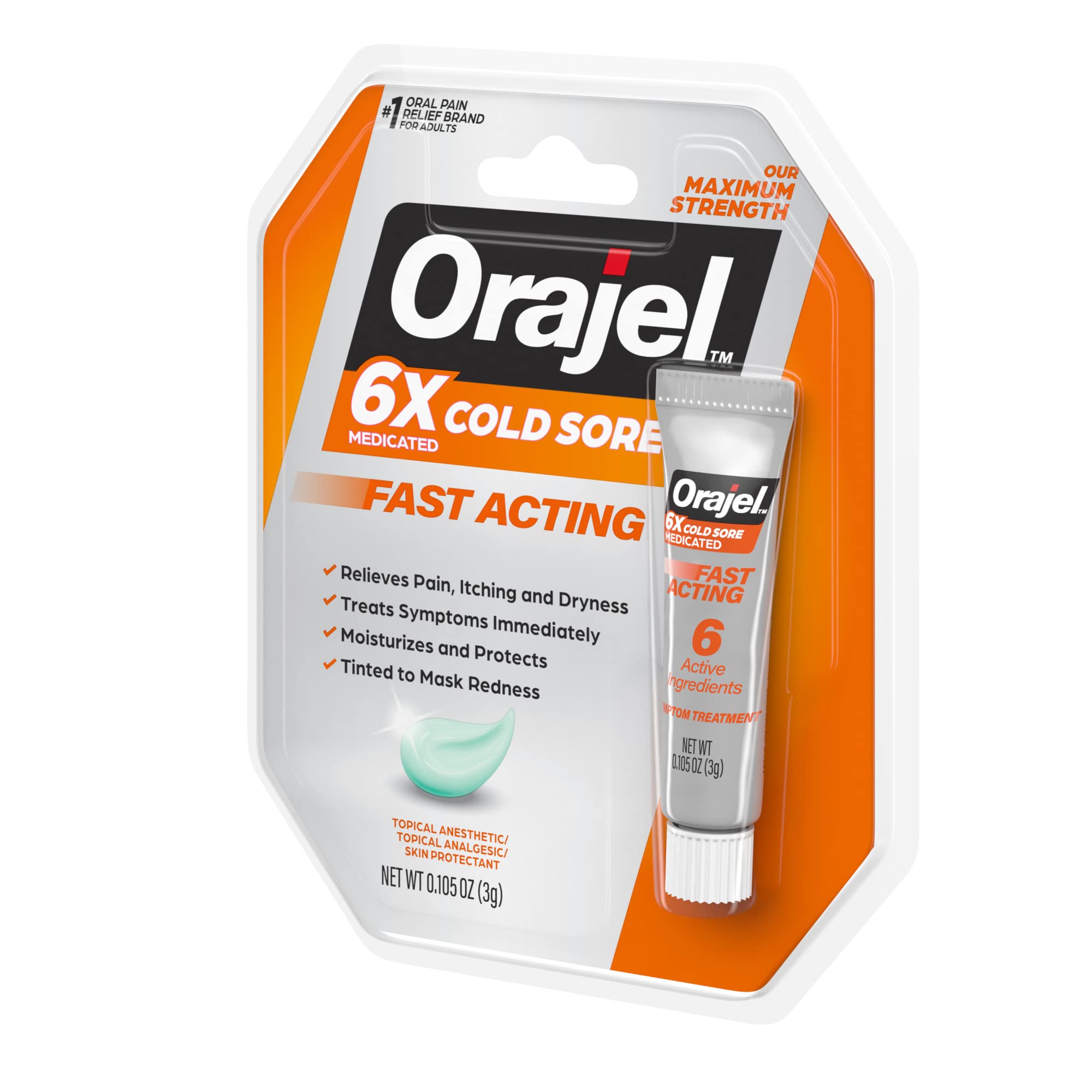 Orajel Moisturelock Cold Sore Symptom Treatment, Cream 0.105 oz (Packaging May Vary)