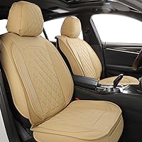 MIROZO Leather Car Seat Covers Full Set,Waterproof Automotive Seat Covers Universal Vehicle Seat Covers for Most Sedan SUV Pick-up Truck, Beige