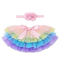 IBTOM CASTLE Baby Girls Tutu Skirt Sets with Diaper Cover Headband Toddler Tulle Bloomers Princess Birthday Shoot Outfit