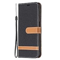 XYX Wallet Case for iPhone 13 Pro, Denim PU Leather Case Flip Folio Cover with Kickstand for iPhone 13 Pro/iPhone 13, Black