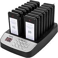 VEVOR F100 Restaurant Pager System 16 Pagers, Max 98 Beepers Wireless Calling System, Set with Vibration, Flashing and Buzzer for Church, Nurse,Hospital & Hotel