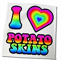 3dRose Groovy Hippie Rainbow I Heart Love Potato Skins - Towels (twl-217484-3)