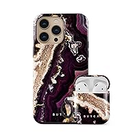 BURGA Bundle of iPhone 14 Pro Phone Case and Airpods 2&1 Case Purple Skies Pattern – Cute, Stylish, Fashion, Luxury, Durable, Protective, for Women and Girls
