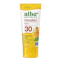 Alba Botanica Sunscreen for Face, Fragrance-Free Hawaiian Face Sunscreen Lotion, Broad Spectrum SPF 30, Water Resistant and Biodegradable, 3 fl. oz. Bottle