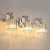 Modern Bathroom Vanity Light 3-Lights Stainless Steel Crystal Vanity Lights Over Mirror Modern Crystal Bathroom Wall Lighting Fixtures