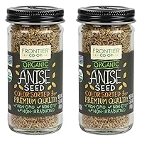 Frontier Co-op Organic Whole Anise Seed, 1.50-Ounce Jar, Adds Licorice-Like Flavor to Desserts, Stews, Bread, Tea, Kosher (Pack of 2)