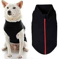 Gooby Zip Up Fleece Dog Sweater - Black, 3X-Large - Warm Pullover Fleece Step-in Dog Jacket with Dual D Ring Leash - Winter Small Dog Sweater - Dog Clothes for Small Dogs Boy and Medium Dogs