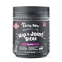Zesty Paws Vet Strength Mobility Bites Beef & Bacon Flavor Hip & Joint Support Chews for Dogs with Glucosamine, Chondroitin, MSM, Hyaluronic Acid & Serrazimes - 90 Count