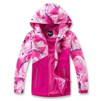 Hiheart Boys Girls Fleece Lined Hooded Jackets Waterproof Outdoor Windbreaker
