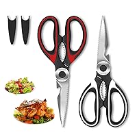 2-Pack Kitchen Scissors Heavy Duty, Premium Sharp Kitchen Shears for Food, Fish, Meat, Bones, Poultry and Vegetables with Strong Stainless Steel Blades Multi Purpose Cooking Scissors