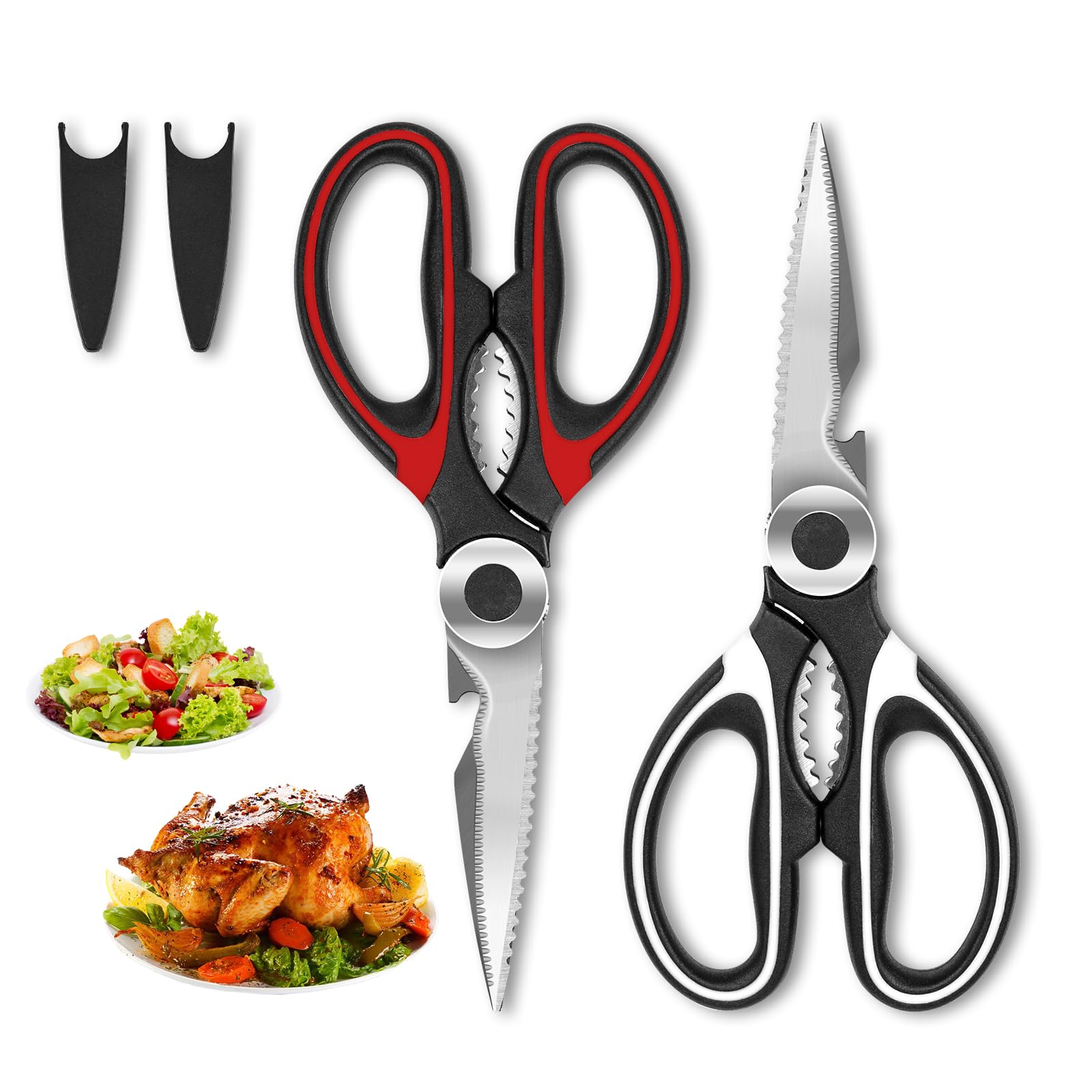 SZHLUX 2-Pack Kitchen Scissors Heavy Duty, Premium Sharp Kitchen Shears for Food, Fish, Meat, Bones, Poultry and Vegetables with Strong Stainless Steel Blades Multi Purpose Cooking Scissors