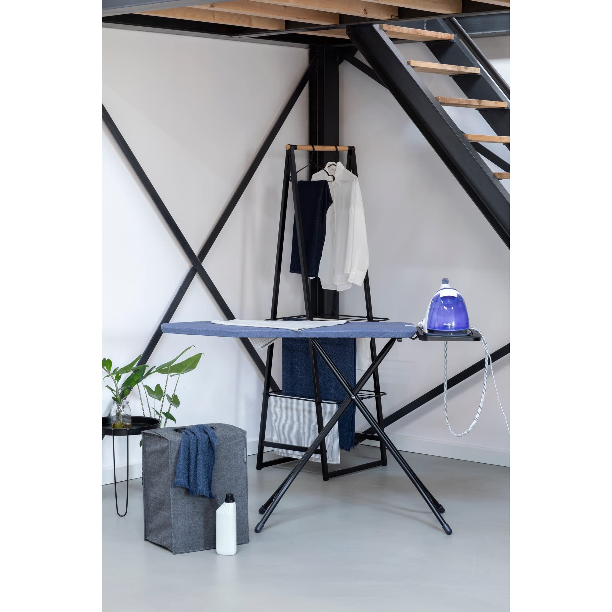 Brabantia - Ironing Board C - Extra Large Steam Iron Rest - Adjustable in Height - Non-Slip Rubber Feet - Cotton Cover with Foam Layer - Foldable XL Unit - Denim Blue - 49 x 18 inches