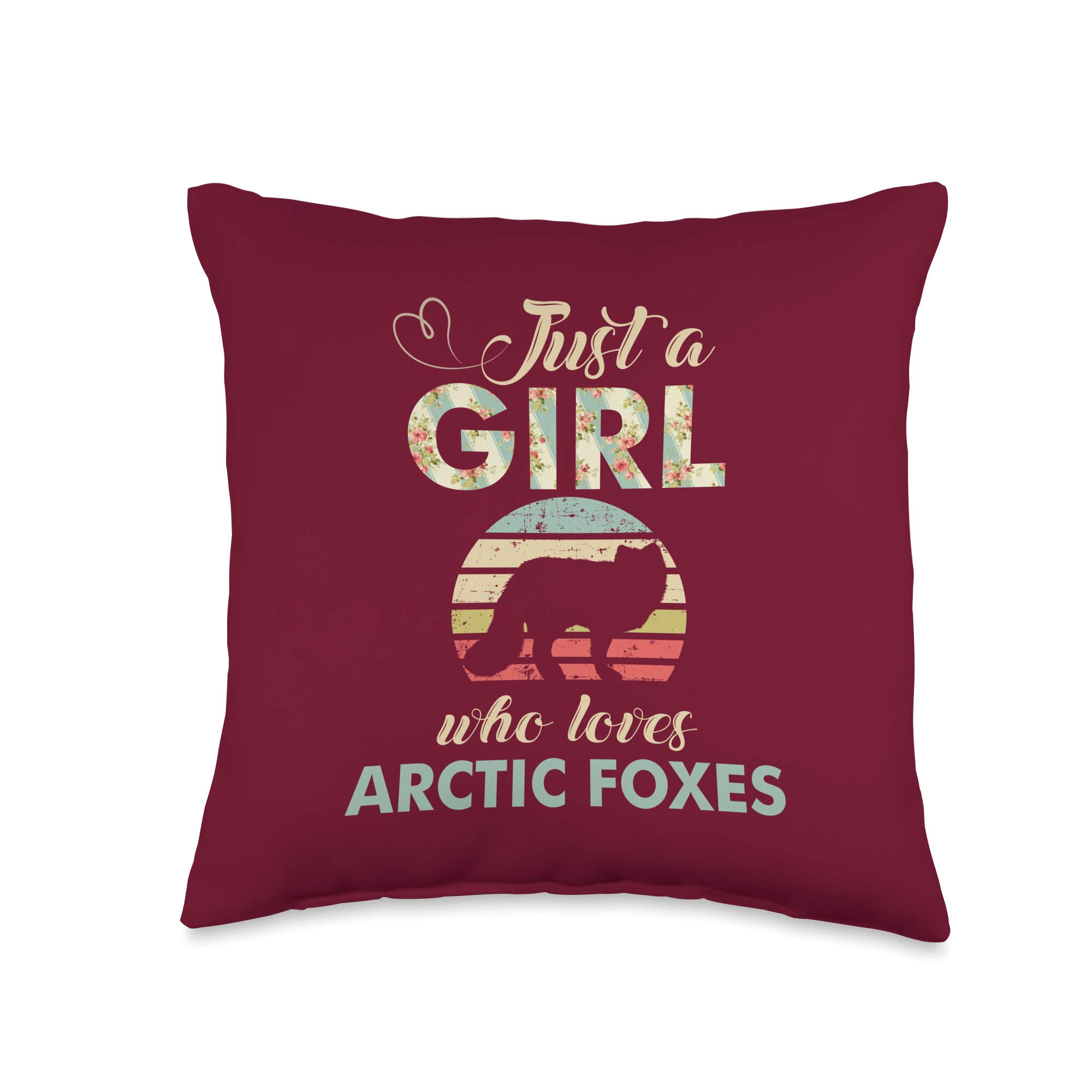 Check out my other Arctic Fox T-shirts Just A Girl Who Loves Arctic Retro Vintage Fox Throw Pillow, 16x16, Multicolor