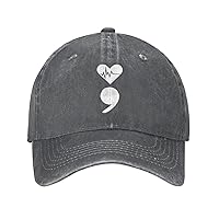 Heartbeat Semicolon Suicide Prevention Awareness Hat Washed Cowboy Hat Dad Baseball Cap Adjustable Trucker Hats