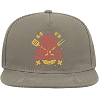 If Dad Can't Grill It No One Can Barbeque BBQ Snapback Flat Visor Cotton Blend Cap Grau