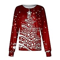 Christmas Shirts for Women with Pockets Tops Crew Neck Shirts Top Long Sleeve Shirts for Women Crop Tops